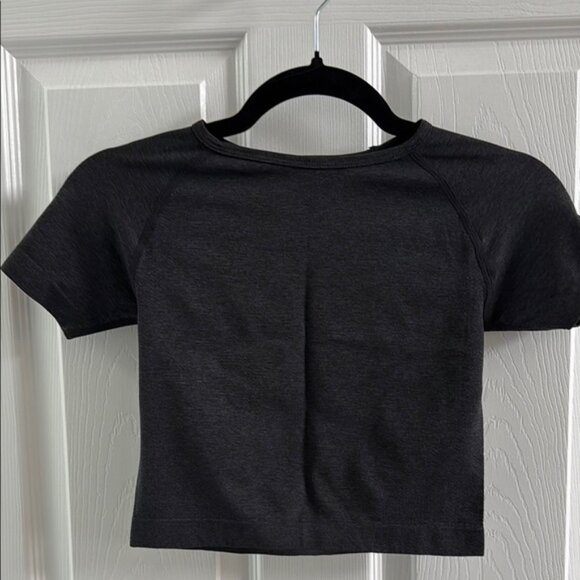 SP Athletic -Black Crop Top Fitted T-Shirt - Picture 1 of 7